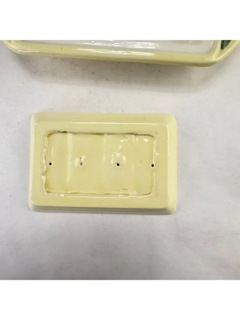 Vintage Hand Painted 3 Piece Soap Dish Yellow Roses